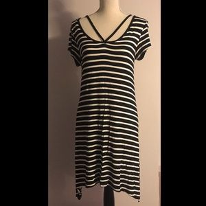 Black and White Horizontal Stripe Swing Dress